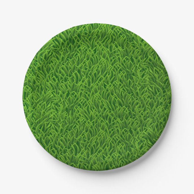 Green grass texture paper plate (Front)