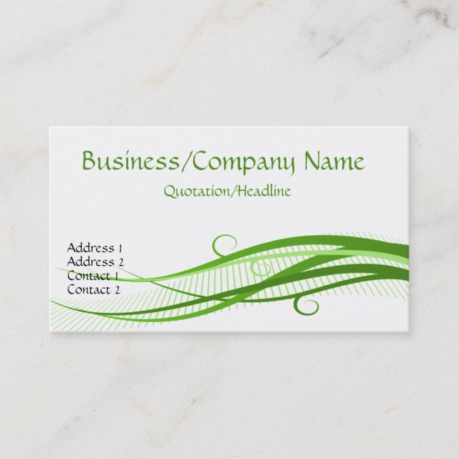 Green Grass Waves Business Cards (Front)