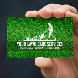 Green Grass Yard Lawn Care Mowing Landscaping Business Card