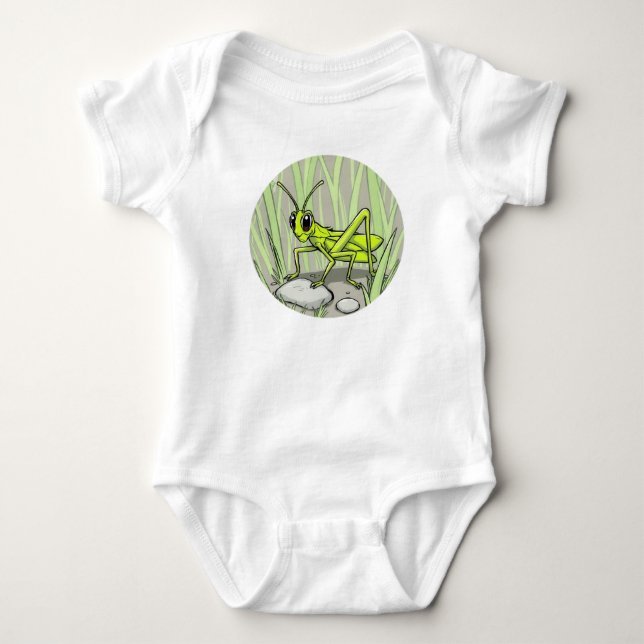 Green Grasshopper Baby Bodysuit (Front)