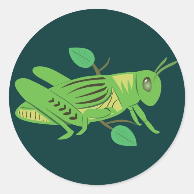 Green Grasshopper Classic Round Sticker (Front)