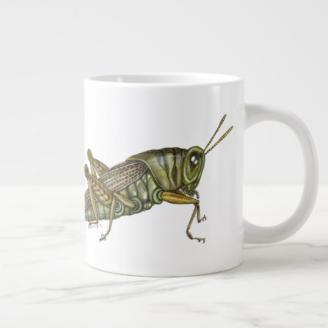Green Grasshopper Large Coffee Mug (Right)