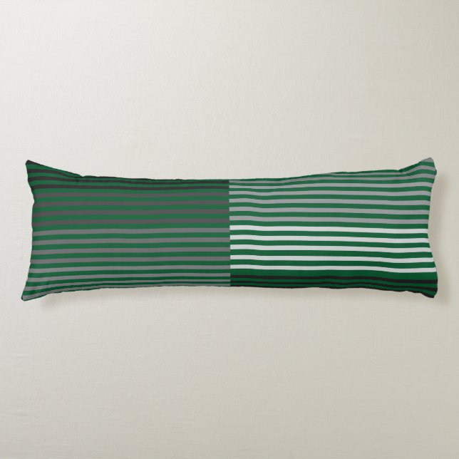 Green, Gray, Black, White Stripes Body Cushion (Front)