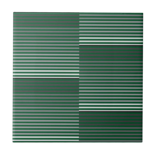Green, Gray, Black, White Stripes Ceramic Tile (Front)