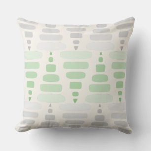 green gray cream Stacked Triangle Blocks Cushion