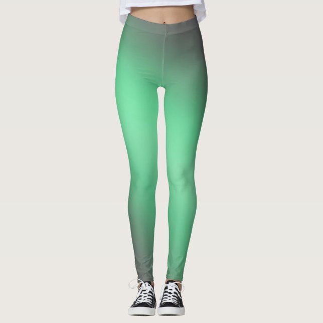 Green gray moonlight ombre effect  leggings (Front)