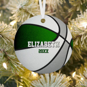 green gray team colors athlete name basketball metal tree decoration