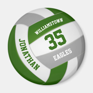 green gray team colors boys girls volleyball magnet