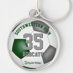 green gray team player name boys girls soccer key ring