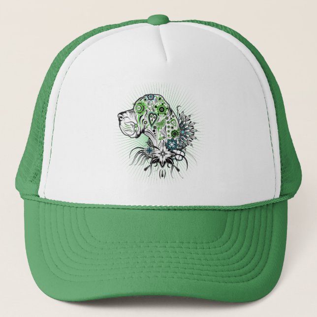 Green Great Dane Trucker Hat (Front)