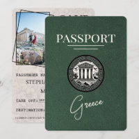 Green Greece Passport Save the Date Card