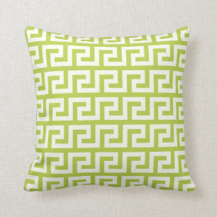 Green Greek Key Throw Pillow