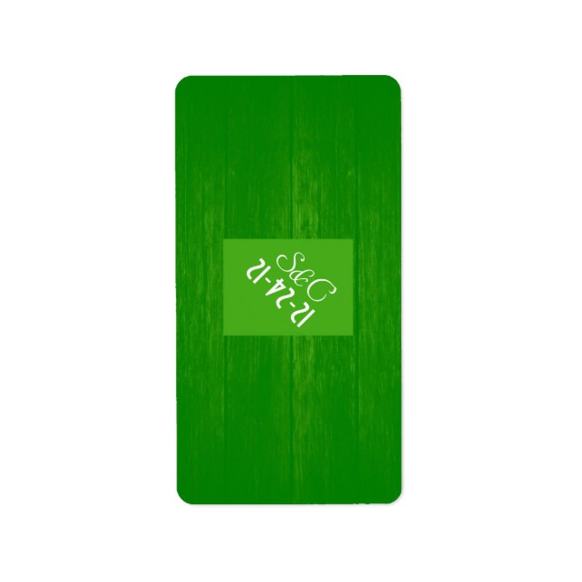 Green/Green Wood Grain Wedding Candy Wrapper Label (Front)