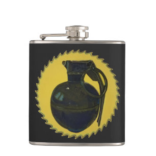 Green Grenade Hip Flask