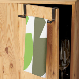 Green Grey Abstract Modern Pattern Tea Towel