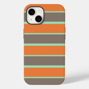 Green, grey and orange stripes pattern Case-Mate iPhone 14 case