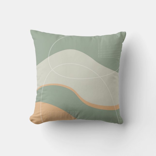 Green Grey and Salmon Abstract Art Design  Cushion (Front)