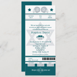 Green Grey Bar Mitzvah Football Ticket Invitation