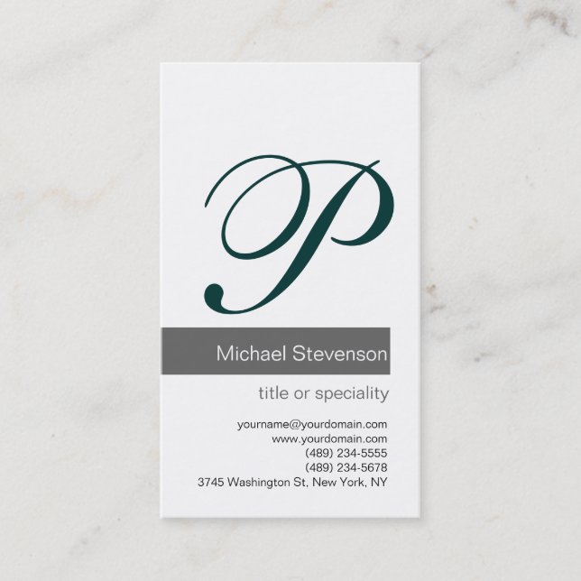Green Grey Black White Consultant Business Card (Front)