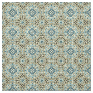 Green Grey Blue Teal Ochre Hip Orient Bali Art Fabric