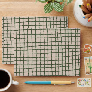 Green Grey Check Pattern Elegant Chequered Envelope