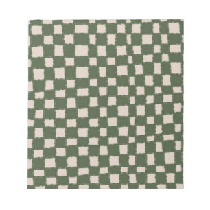 Green Grey Chequered Chequerboard Pattern Elegant Notepad
