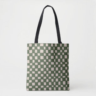 Green Grey Chequered Elegant and Versatile Tote Bag