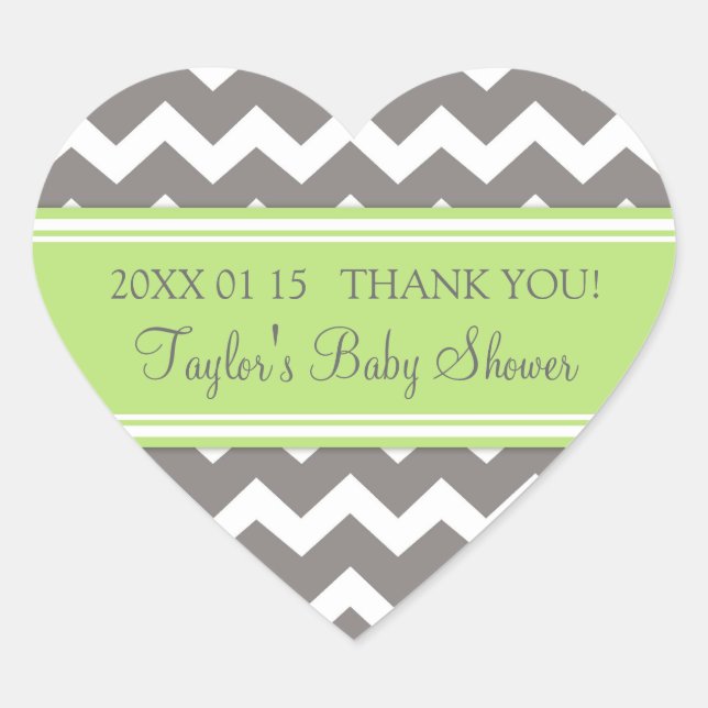 Green Grey Chevron Baby Shower Favour Stickers (Front)