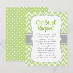 Green Grey Chevron Book Request Baby Shower Card