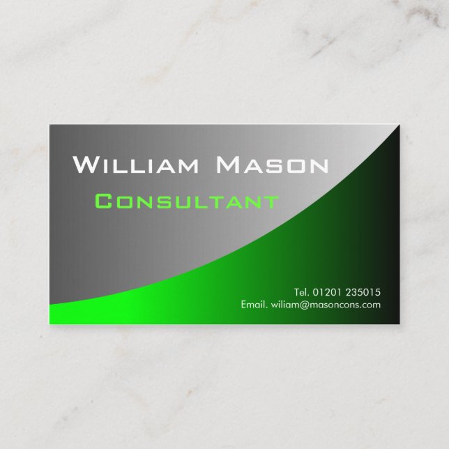 Green Grey Curved, Professional Business Card (Front)