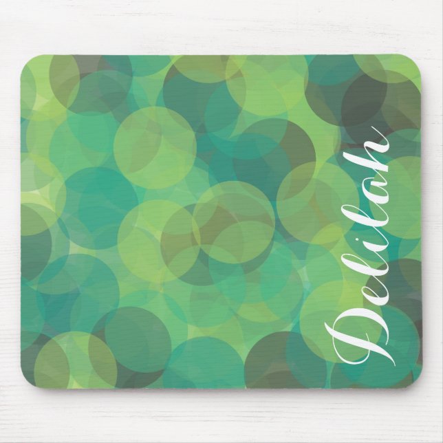 Green Grey Custom Name Mouse Pad (Front)