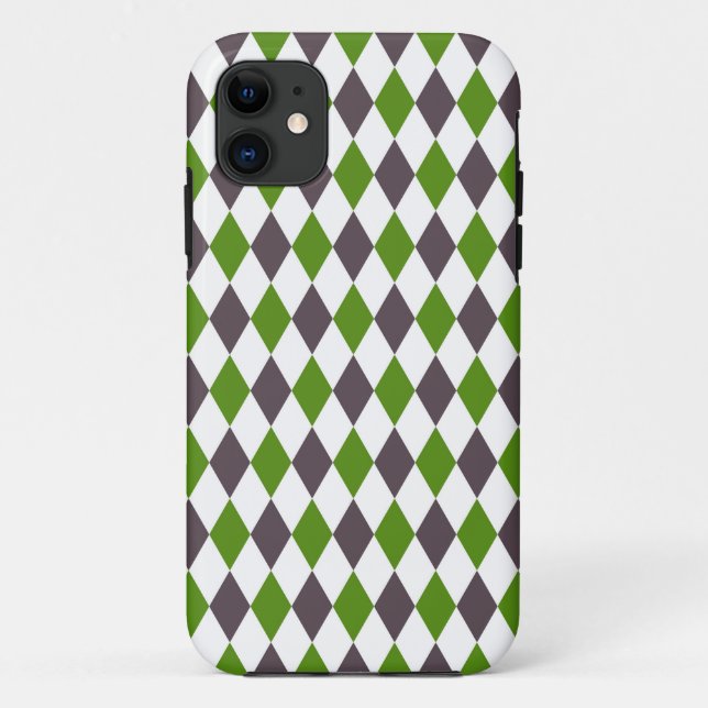 Green Grey Diamond Mosaic Pattern Case-Mate iPhone Case (Back)