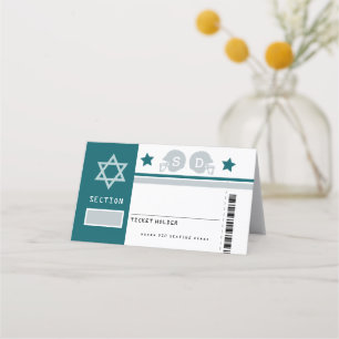 Green Grey Football Ticket Bat Mitzvah Seating Place Card