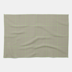 Green Grey Gingham Plaid Pattern Tea Towel