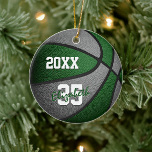 green grey girls boys team colours basketball ceramic ornament