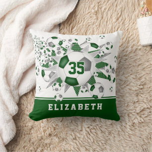 green grey girls sports room soccer balls stars cushion