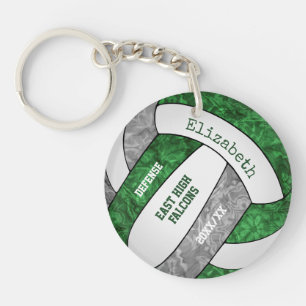 green grey girly sports custom volleyball key ring
