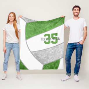 green grey girly volleyball w athlete custom name fleece blanket