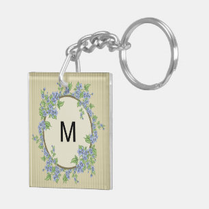 Green grey leaves key ring
