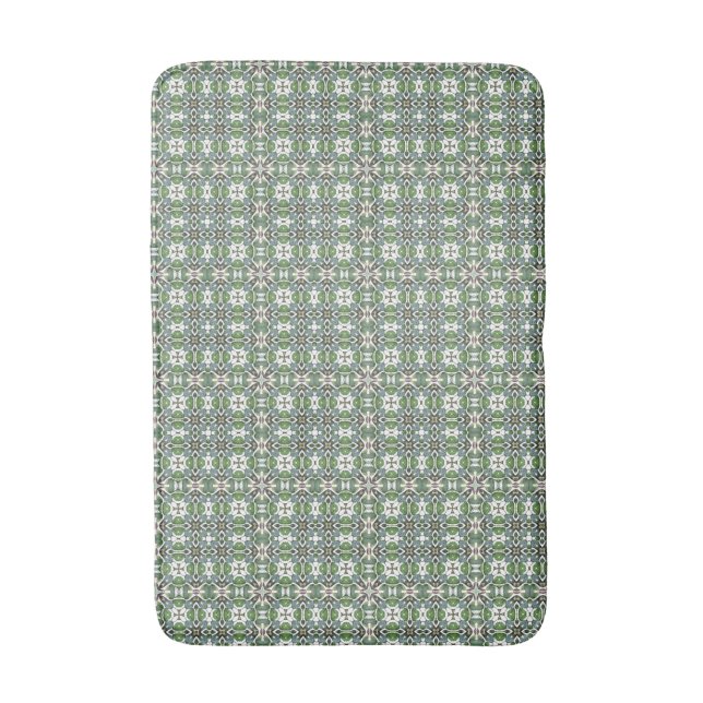 Green & Grey Modern Celtic Pattern Bath Mat (Front Vertical)