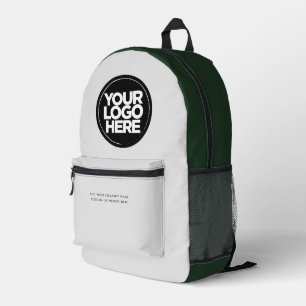 Green Grey Personalised Corporate Logo and Text Printed Backpack