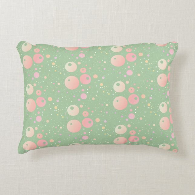 Green grey pink polka dot pattern Accent Pillow (Front)