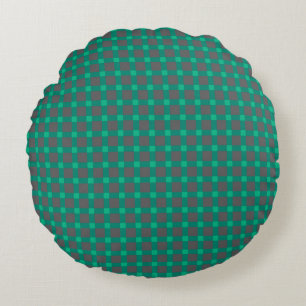 Green grey , plaid round cushion