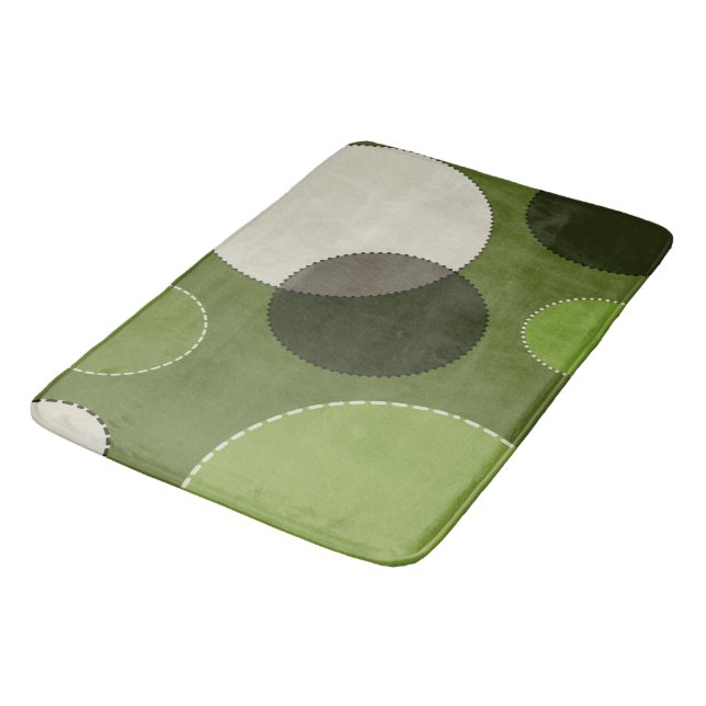 Green Grey Polka Dot Abstract  Bath Mat (Angled)