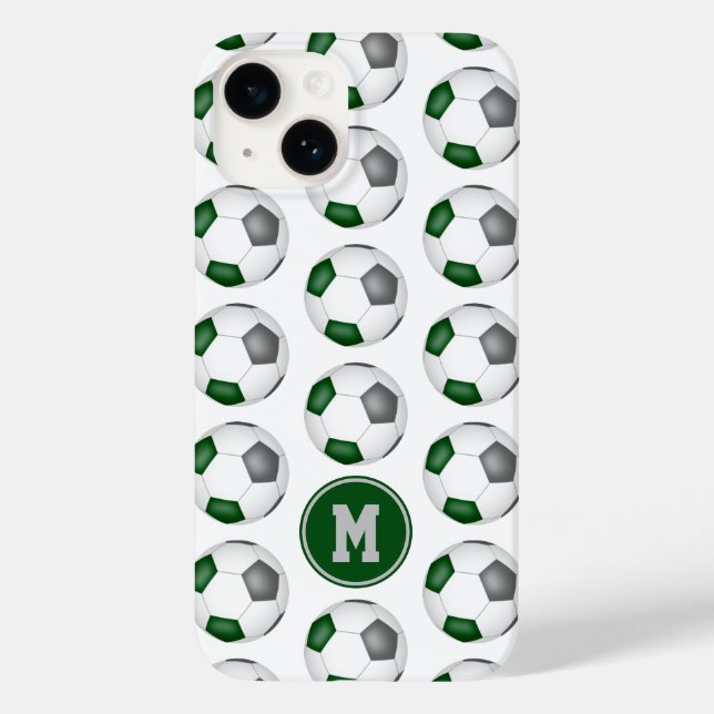 green grey soccer balls pattern monogrammed Case-Mate iPhone case (Back)