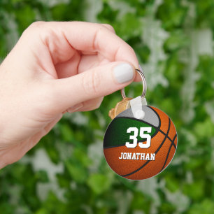 green grey sports team colours boys basketball key ring
