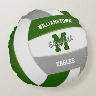 green grey sports team colours volleyball round cushion