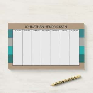 Green Grey Stripe Modern & Masculine Monogram Name Post-it Notes