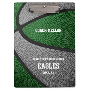 green grey team colours basketball coach name clipboard