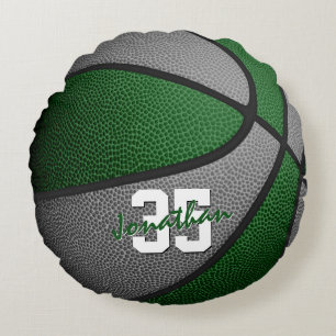 green grey team colours boys girls basketball deco round cushion
